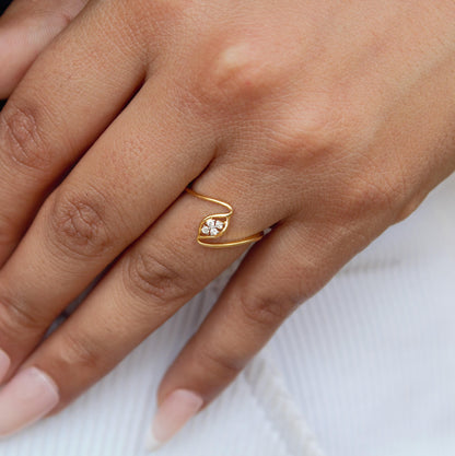 H - I Color SI Clarity Natural Diamond Ring, 5 US Gold Diamond Ring, 18K Solid Gold Jewelry, 1.28Gram Diamond Gold Ring for Anniversary Gift