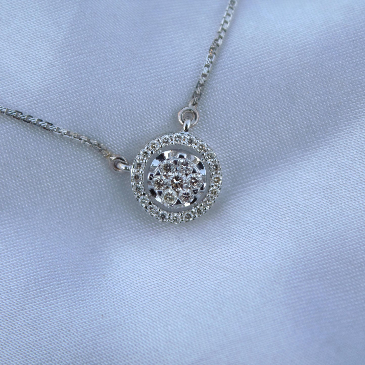 18K White Gold Solitaire Halo Jewelry Set, IGI Certified Diamond Jewelry, Gold Chain Pendant Necklace with Stud Earrings, Dainty Jewelry Set