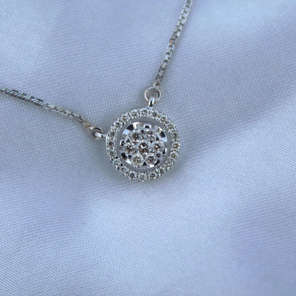 18K White Gold Solitaire Halo Jewelry Set, IGI Certified Diamond Jewelry, Gold Chain Pendant Necklace with Stud Earrings, Dainty Jewelry Set