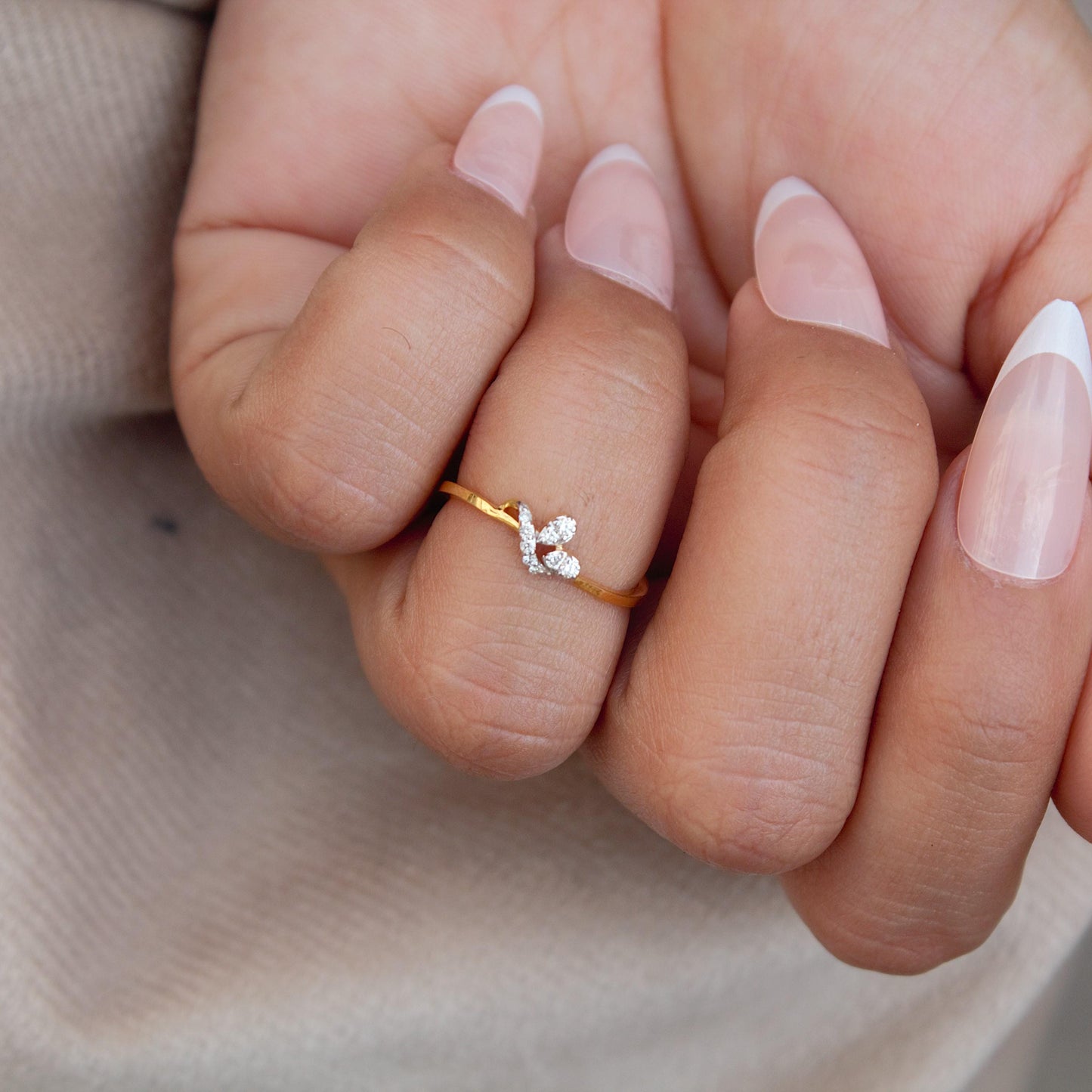 Dainty Natural Diamond Ring With Solid Gold, 18K Gold Jewelry, IGI Certified Diamond Jewelry, Minimalist Gold Wedding Gift for Women