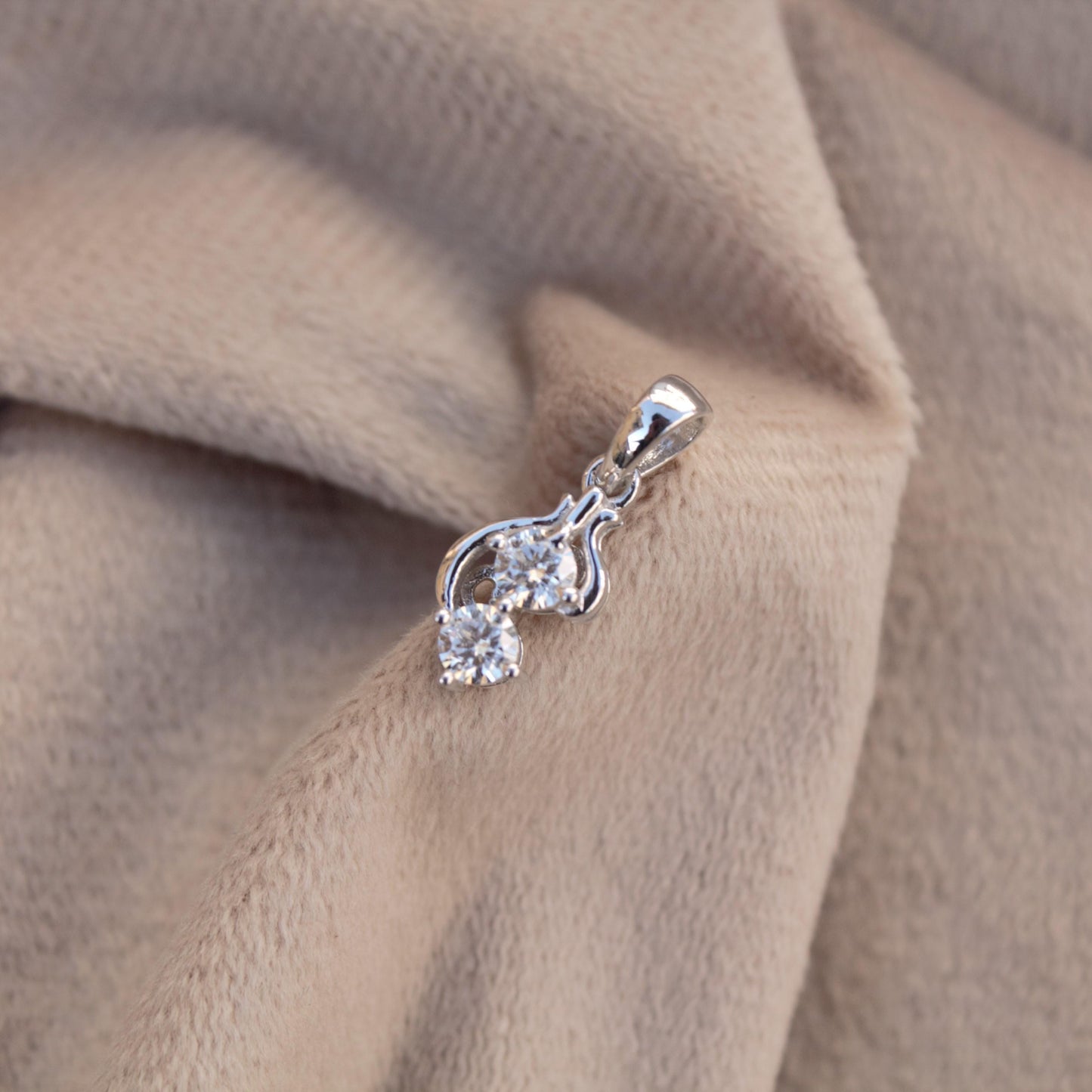 Colorless Moissanite 925 Sterling Silver Charm Pendant, Round Cut Designer Pendant, Silver Minimalist Jewelry, Birthday Gift for Women