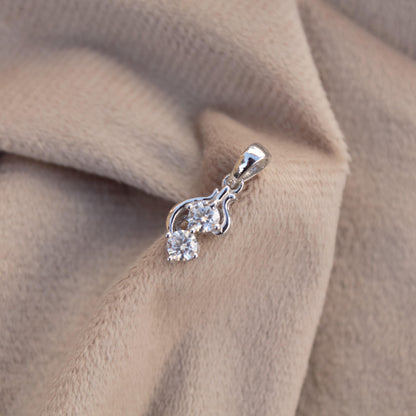 Colorless Moissanite 925 Sterling Silver Charm Pendant, Round Cut Designer Pendant, Silver Minimalist Jewelry, Birthday Gift for Women