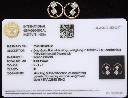 Natural Diamond Gold Earrings With Necklace, 18K Solid Real Gold Diamond Jewelry Set, Minimalist Diamond Jewelry For Valentines Day Gift