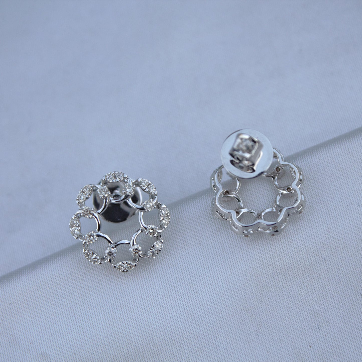 Diamond Jewelry Set in Solid 18k White Gold, Minimalist Pendant Necklace with Stud Earrings, IGI Certified Jewelry, Perfect Gift for Bride