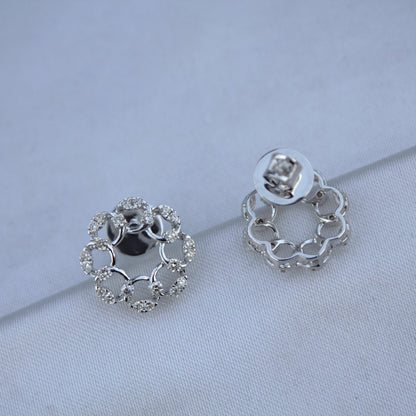 Diamond Jewelry Set in Solid 18k White Gold, Minimalist Pendant Necklace with Stud Earrings, IGI Certified Jewelry, Perfect Gift for Bride