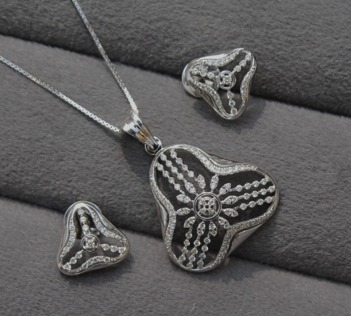 Natural Diamond Gold Earrings With Necklace, 18K Real Gold VS - SI Diamond Jewelry Set, Dainty Diamond Jewelry Perfect For Anniversary Gift