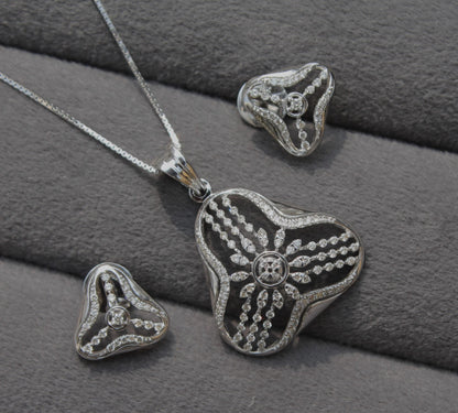 Natural Diamond Gold Earrings With Necklace, 18K Real Gold VS - SI Diamond Jewelry Set, Dainty Diamond Jewelry Perfect For Anniversary Gift