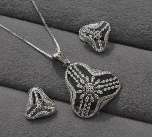 Natural Diamond Gold Earrings With Necklace, 18K Real Gold VS - SI Diamond Jewelry Set, Dainty Diamond Jewelry Perfect For Anniversary Gift