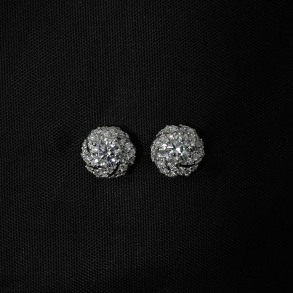 Colorless Moissanite Round Cut Stone Stud Earrings, 925 Sterling Silver Earrings for Her, Push Back Earrings, Solitaire Handmade Earrings