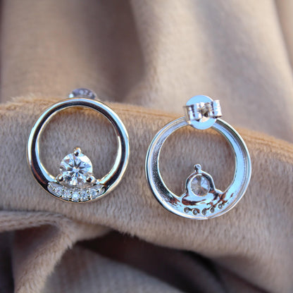 Round Moissanite Stud Earring for Women, Statement Stud Earring Silver, Round Cut Earrings, 925 Sterling Silver Studs, Perfect Birthday Gift