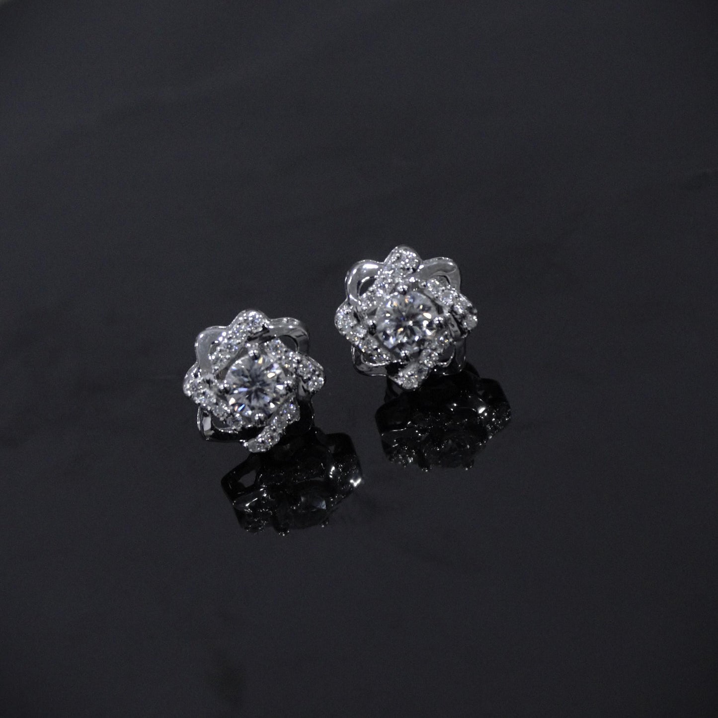 Silver Moissanite Round Cut Stone Stud Earrings, Solid 925 Sterling Silver Designer Earrings, Solitaire Earrings, Dainty Silver Jewelry