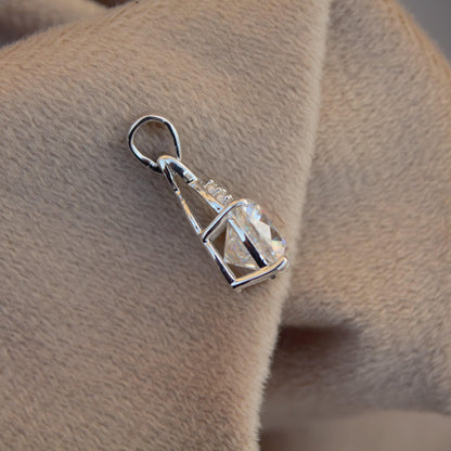 Cushion Cut Moissanite Charm Pendant, Victorian Style Pendant, Classic Solitaire Pendant For Women, 925 Sterling Silver Minimalist Pendant