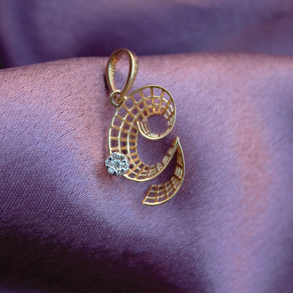 18K Solid Yellow Gold Pendant Without Chain, Seven Stone Alphabet Real Diamond Pendant, Elegant Charm Gold Pendant Gift For Special One