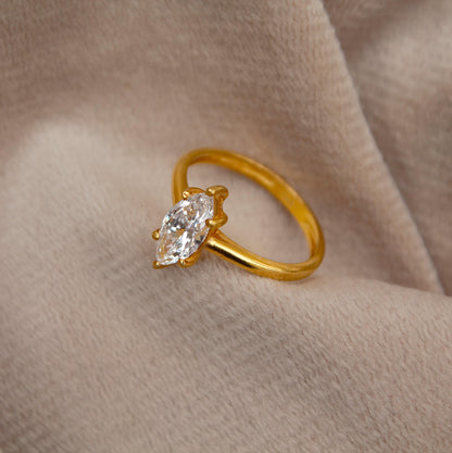 14K Solid Yellow Gold Lab Diamond Ring, 5.5 US Lab Grown Diamond Ring For Gift, Single Diamond Six Prong Setting Lab Diamond Ring For Wife