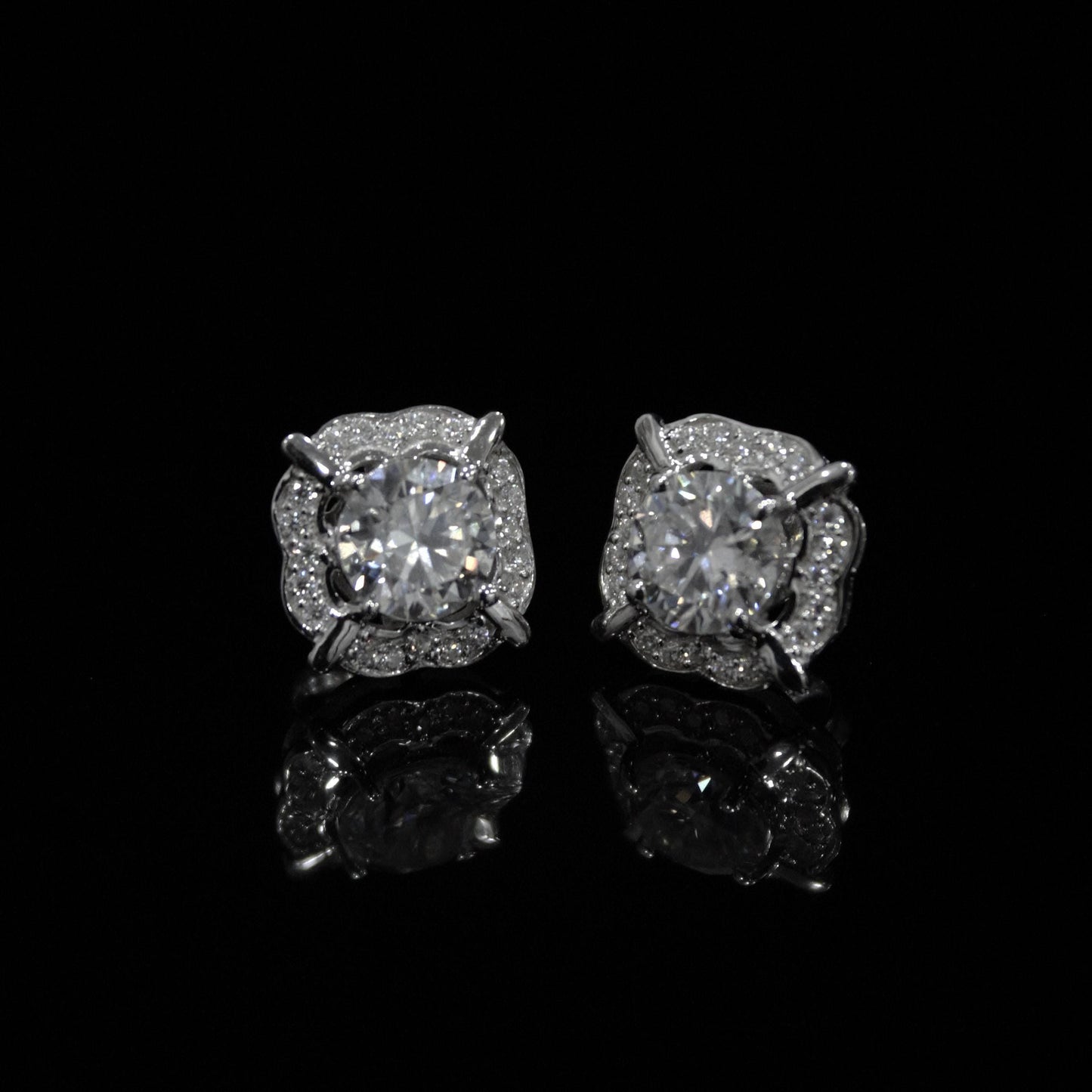 925 Sterling Silver Moissanite Round Cut Earrings, Silver Women's Stud Earrings for Wedding, Minimalist Stud Earrings Valentines Day Gift