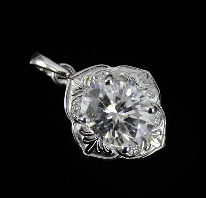 Vintage Style Moissanite Charm Pendant, 925 Sterling Silver Dainty Pendant, Oval Cut Moissanite Pendant for Women, Designer Jewelry Gift