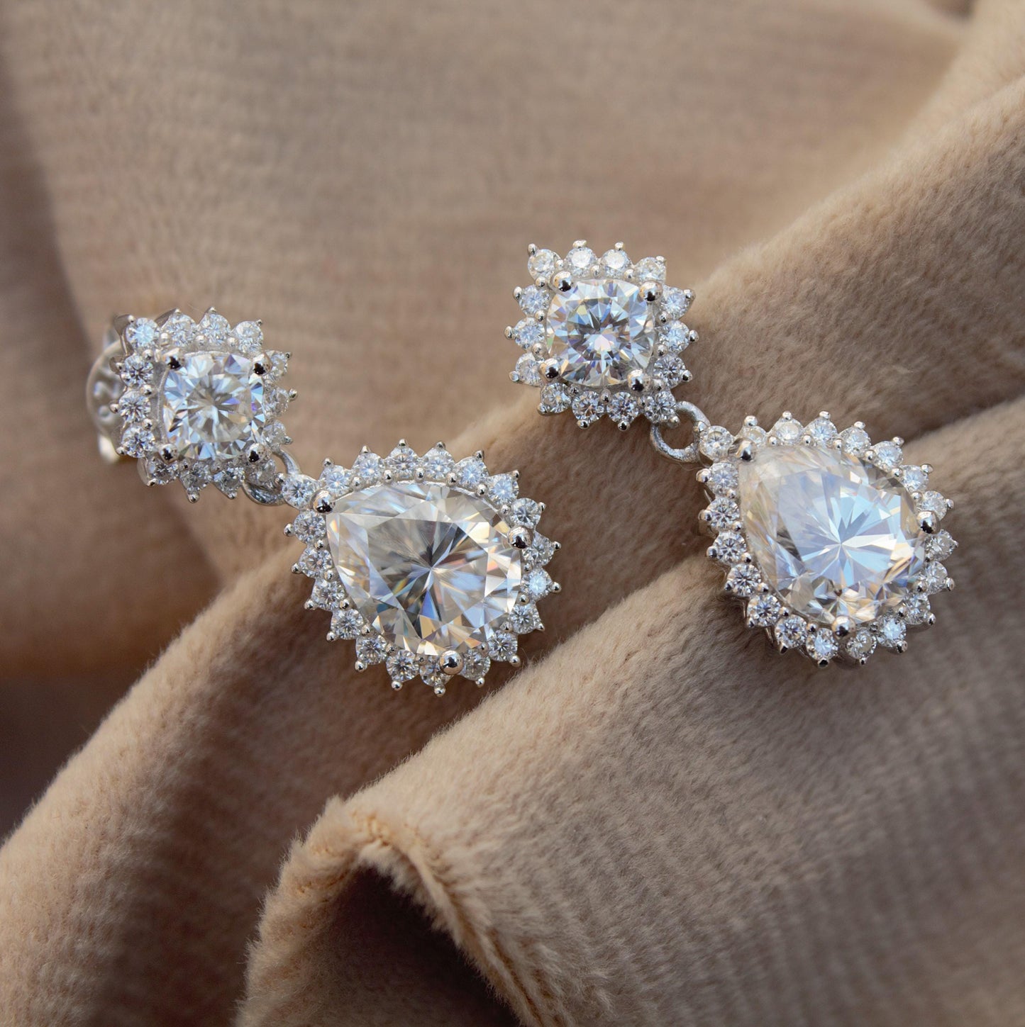 Pear Moissanite Drop Earrings, 925 Sterling Silver Push Back Earrings, Designer Dangle Earrings, Silver Bridal Earrings, Moissanite Jewelry