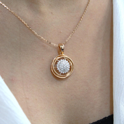 Solitaire Rose Gold Diamond Pendant Earrings Set, 18k Rose Gold Jewelry Set, Real Diamonds Jewelry, IGI Certified, Perfect Anniversary Gift