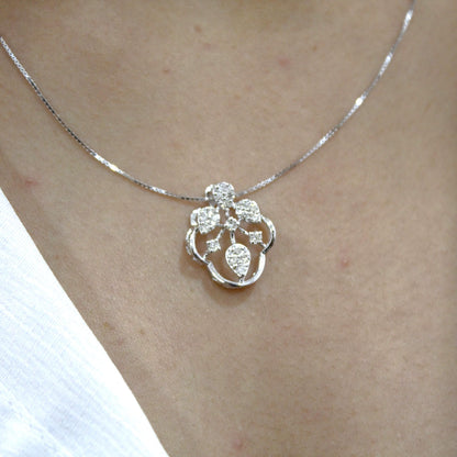 Natural Diamond Jewelry Set in Solid 18k Gold, Designer Pendant Necklace with Stud Earrings, IGI Certified Jewelry, White Gold Jewelry Gift