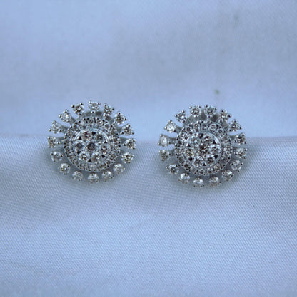 18K White Gold Real Diamond Jewelry, Chain Pendant with Stud Earring Set, IGI Certified Jewelry, Bridal Jewelry Set, Diamond Pendant Earring