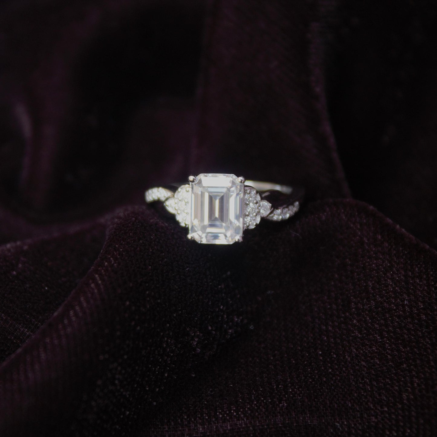 Moissanite Emerald Cut Elegant Ring, Minimalist Silver Ring, 925 Sterling Silver Ring, Anniversary Ring, Solitaire Prong Set Ring for Wife