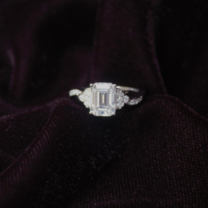 Moissanite Emerald Cut Elegant Ring, Minimalist Silver Ring, 925 Sterling Silver Ring, Anniversary Ring, Solitaire Prong Set Ring for Wife