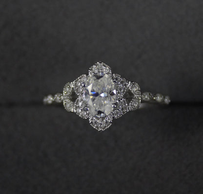 Art Deco Moissanite Ring – Vintage Style 925 Sterling Silver Jewelry, Dainty Designer Jewelry, Engagement Ring, Gift for Her