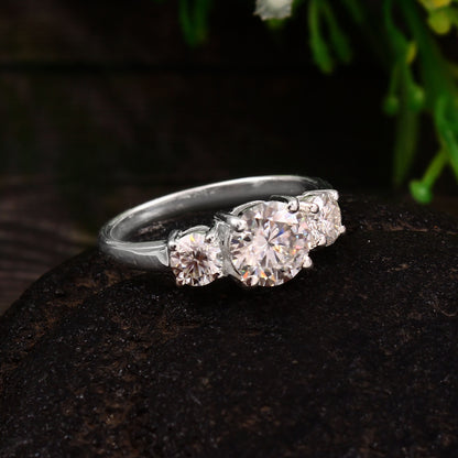 Lab Grown Diamond- Trio Stone Diamond Ring- Lab Created Diamond Jewelry- Lab Diamond Ring- IGI Certified Diamond- Round HPHT Diamond Rings