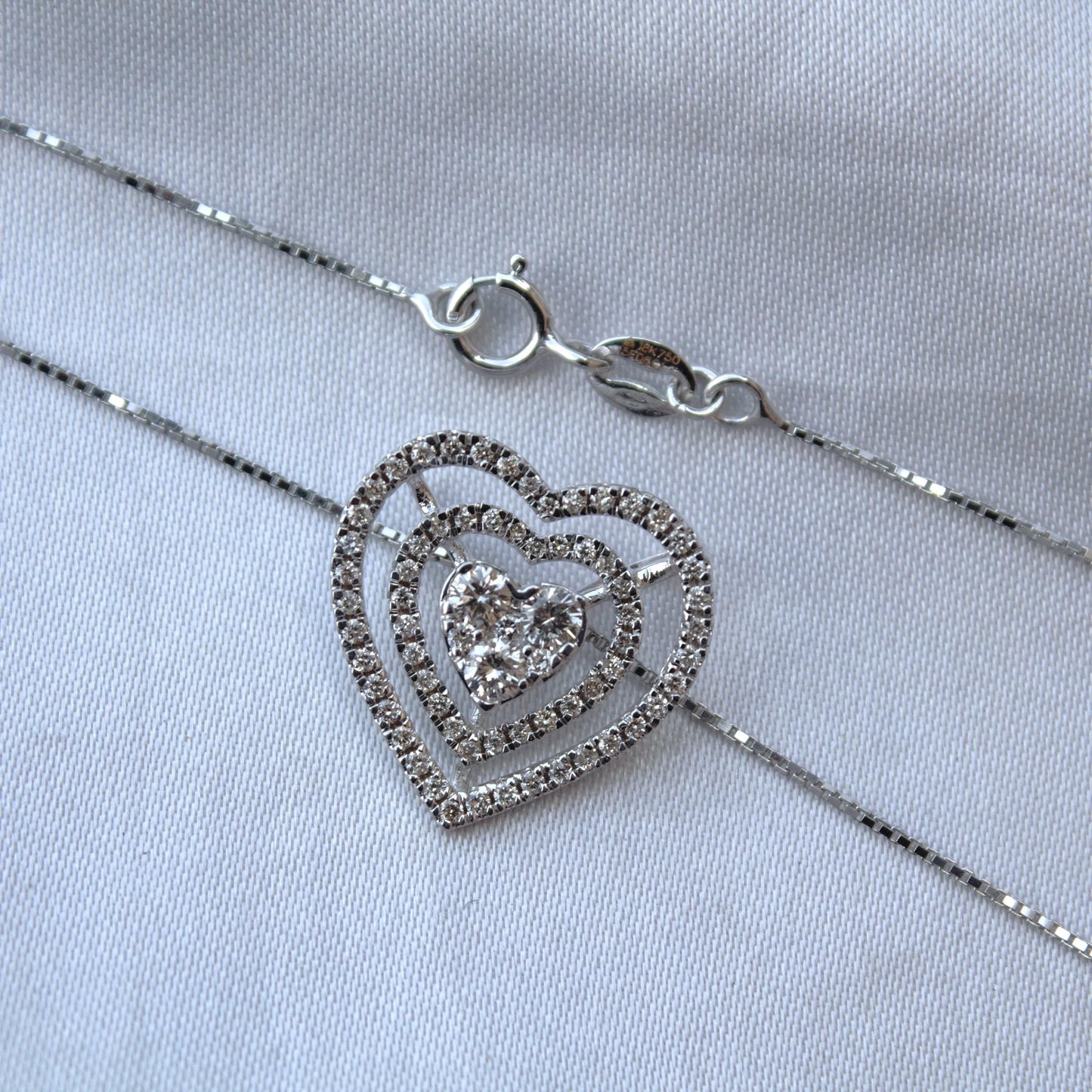 Heart Shape Diamond Pendant with Chain, 18k White Gold Solitaire Jewelry Set, Halo Pendant with Stud Earrings, IGI Certified Jewelry Gift