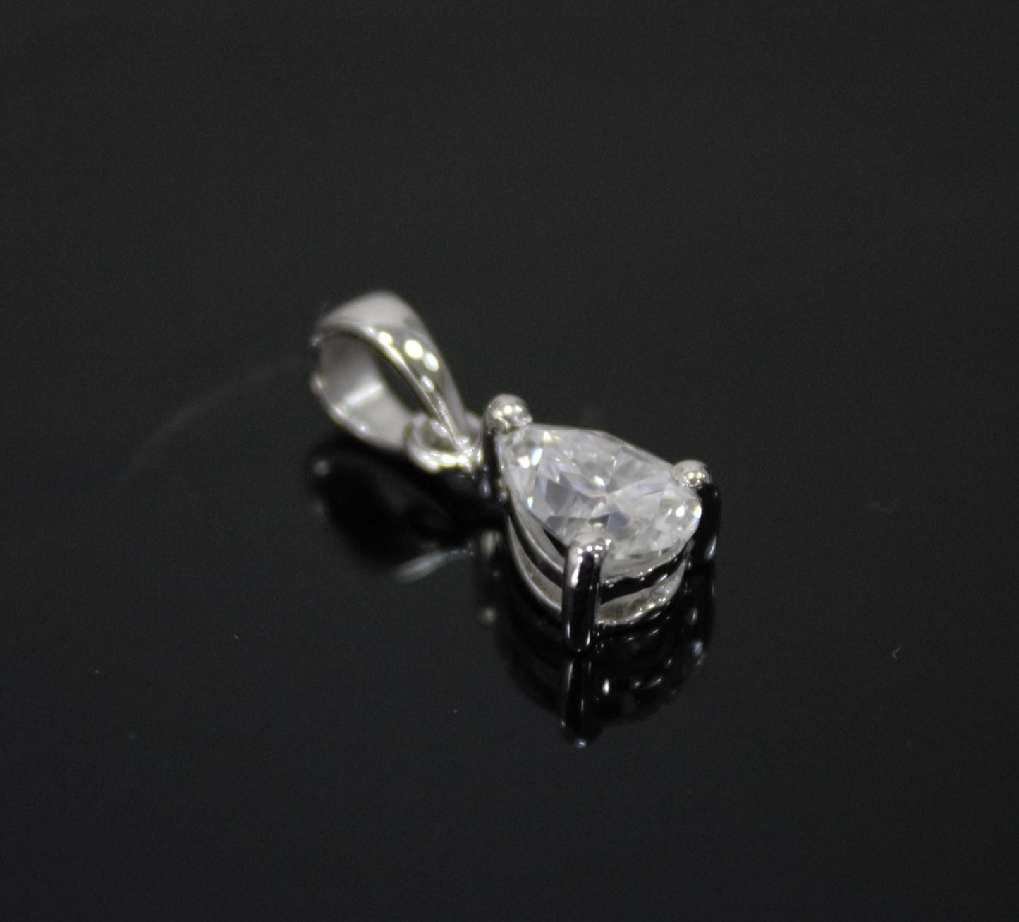 Pear Cut Moissanite Pendant in 925 Sterling Silver, Dainty Silver Charm Pendant, Minimalist Pendant for Chain, Moissanite Silver Jewelry