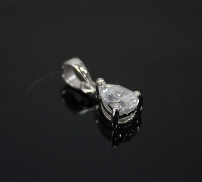 Pear Cut Moissanite Pendant in 925 Sterling Silver, Dainty Silver Charm Pendant, Minimalist Pendant for Chain, Moissanite Silver Jewelry