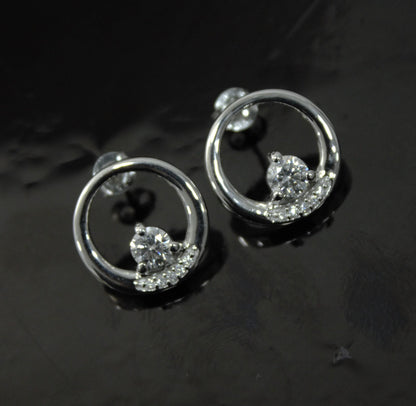 Round Moissanite Stud Earring for Women, Statement Stud Earring Silver, Round Cut Earrings, 925 Sterling Silver Studs, Perfect Birthday Gift