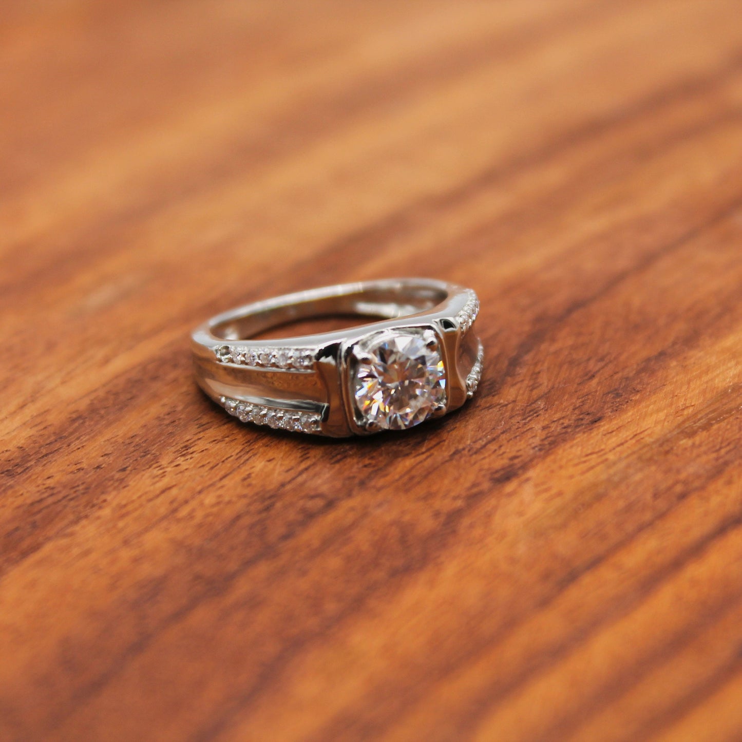 Brilliant Cut Men's Ring, 6.5 MM Round Cut Moissanite Ring, 925 Sterling Silver Ring, Best Engagement Ring For Groom, Statement Silver Ring