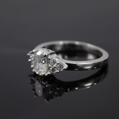 Solitaire Oval Moissanite Ring in 925 Sterling Silver, Dainty Silver Ring, Handmade Ring for Women, Classic Silver Ring for Anniversary Gift