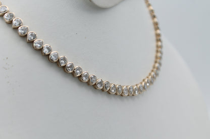 Genuine Moissanite Tennis Necklace, Elegant Designer Necklace, Infinity Solitaire Necklace, 18K Gold Necklace, Pear Moissanite Necklace