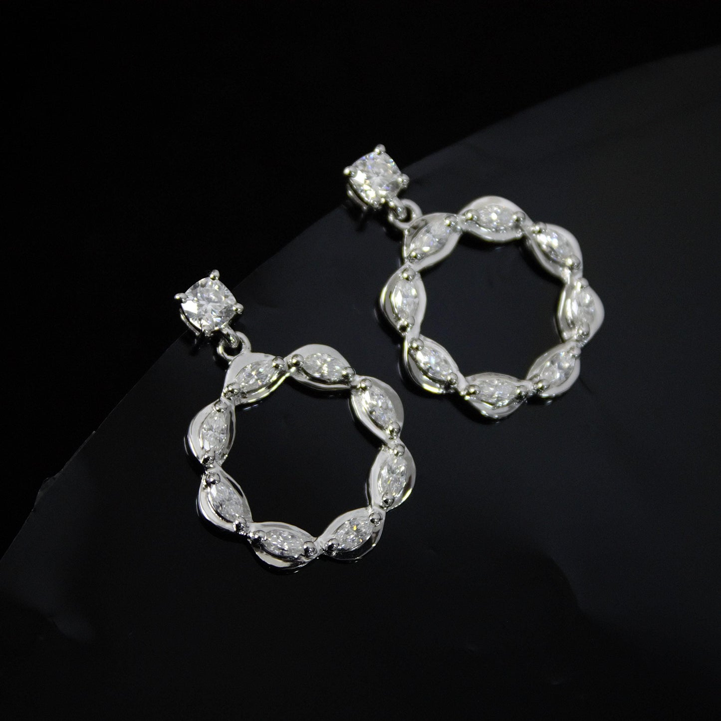 White Moissanite Stud Hoop Earrings, 925 Sterling Silver Hoop Earrings for Women, Statement Moissanite Jewelry, Anniversary Gift for Wife