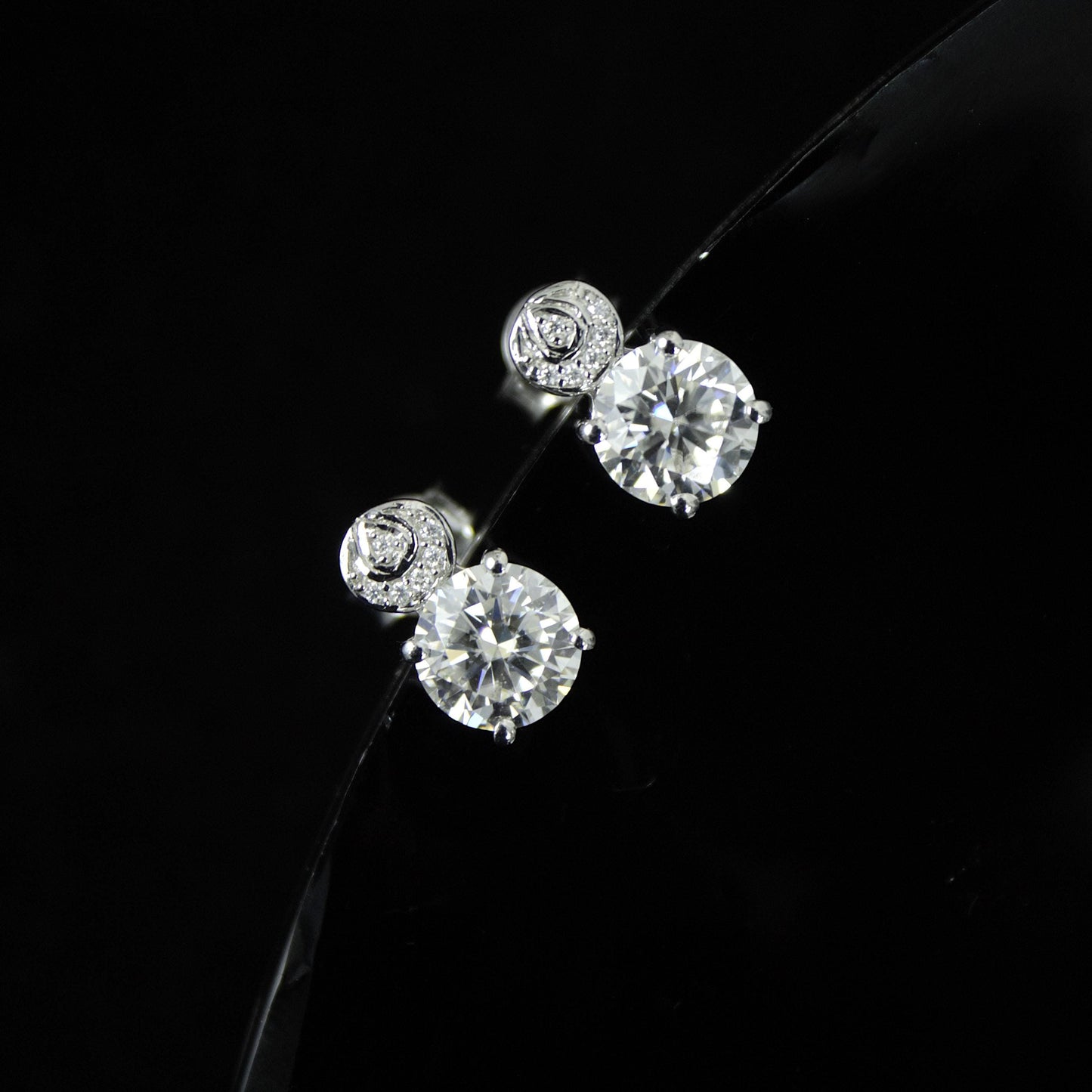 Statement Moissanite Stud Dangle Earrings, Round Cut White Stone Everyday Earrings, 925 Sterling Silver Push Back Earrings, Ready To Ship