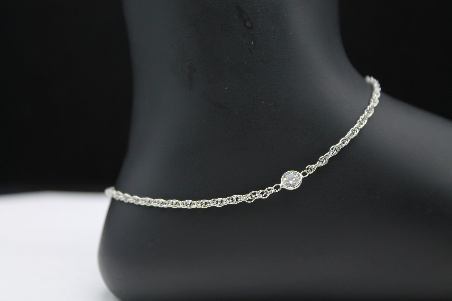 Moissanite Anklet For Women, 925Sterling Silver Anklet, Faceted Moissanite Jewelry, Handmade Single Stone Anklet, Perfect For Christmas Gift