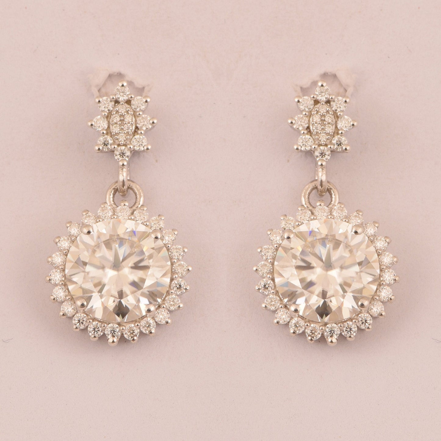 14K Gold Colorless Moissanite Earrings, Wedding Earrings, Push Back Earrings, White Gold Earrings, Bridal Earring, Anniversary Gift for Wife