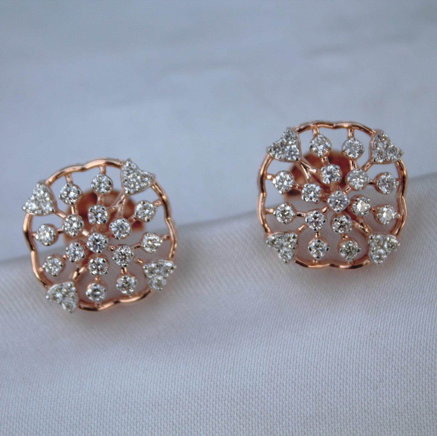 GH Color VS-SI Clarity Natural Diamonds, Beautiful Natural Diamond Necklace Earring Set, 18k Rose Gold Jewelry Set With igi Certificate