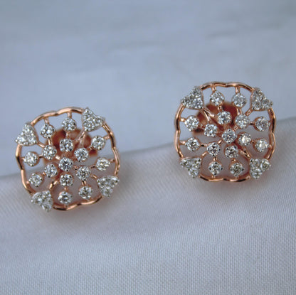 GH Color VS-SI Clarity Natural Diamonds, Beautiful Natural Diamond Necklace Earring Set, 18k Rose Gold Jewelry Set With igi Certificate