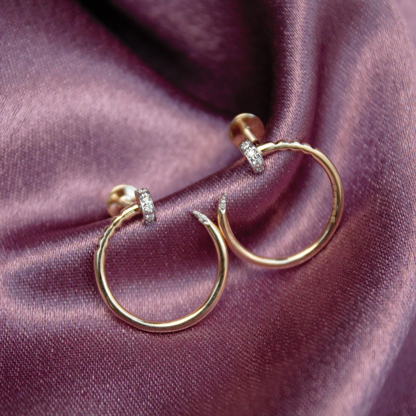 18k Gold Diamond Hoop Earrings, H-I Color VS - SI Clarity Diamond Jewelry, Huggie Earrings, Push Back Hoop Earring for Women, Birthday Gift