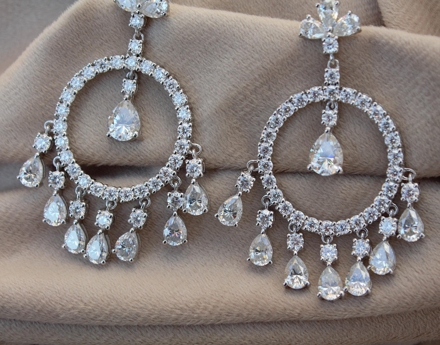 Moissanite Dangle Earrings, Dangling Earrings For Her, 925 Sterling Silver Jewelry, Elegant Moissanite Silver Dangle Earring, Gift For Wife