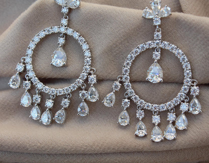 Moissanite Dangle Earrings, Dangling Earrings For Her, 925 Sterling Silver Jewelry, Elegant Moissanite Silver Dangle Earring, Gift For Wife