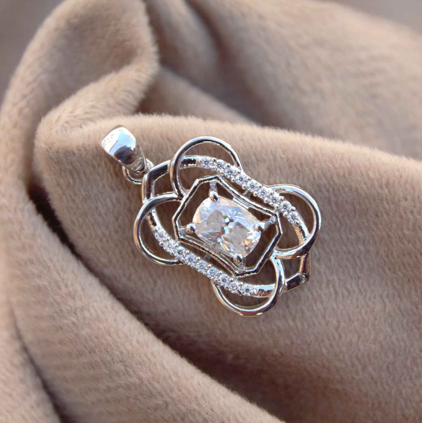 Solid 925 Sterling Silver Elongated Cushion Cut Moissanite Pendant, Minimalist Charm Pendant for Chain, Solitaire Pendant, Wedding Gift