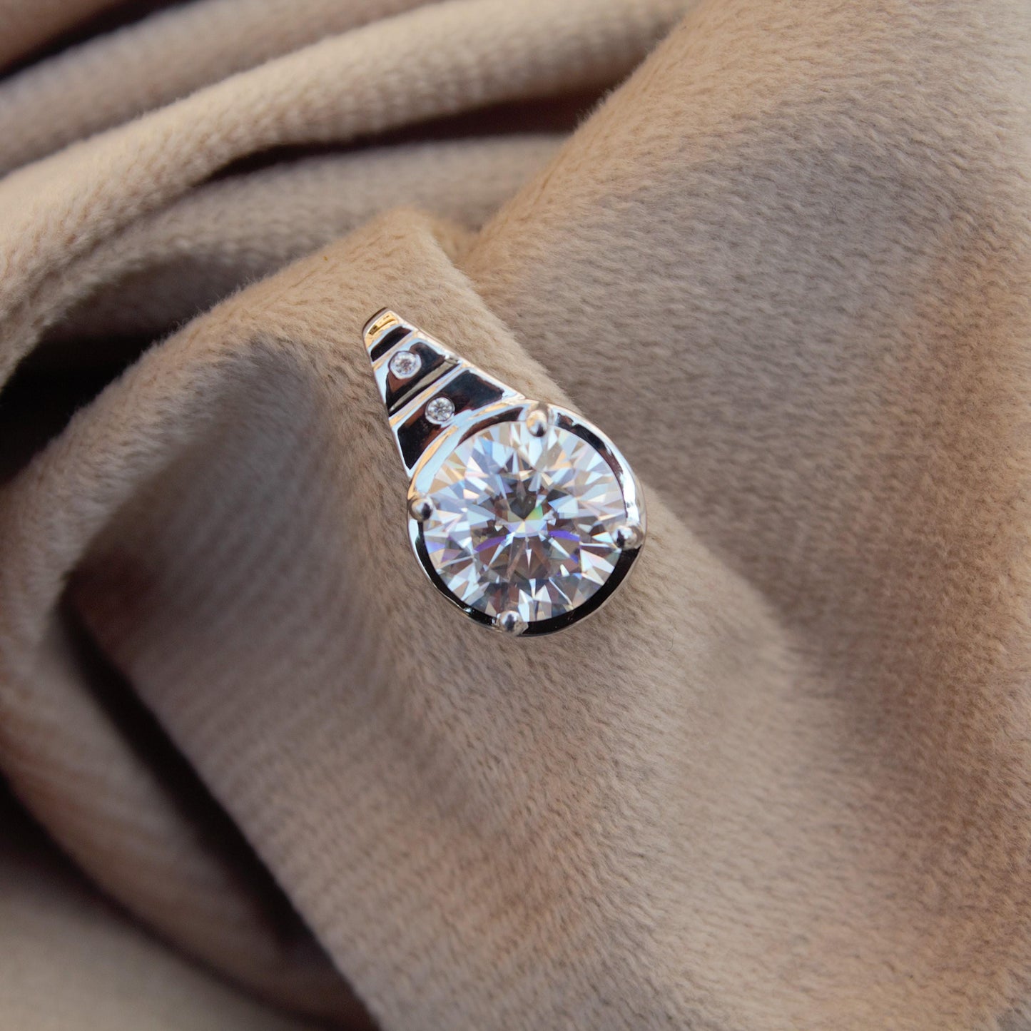 Round Moissanite Prong Set Solitaire Pendant, 925 Sterling Silver Jewelry, Everyday Wear Pendant, Perfect Anniversary Pendant, Ready to Ship