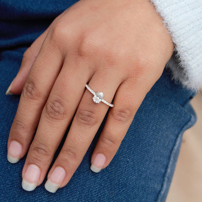 Solid 925 Sterling Silver Moissanite Ring, White Stone Ring for Women, Unique Anniversary Gift, Silver Solitaire Ring, Dainty Oval Cut Ring