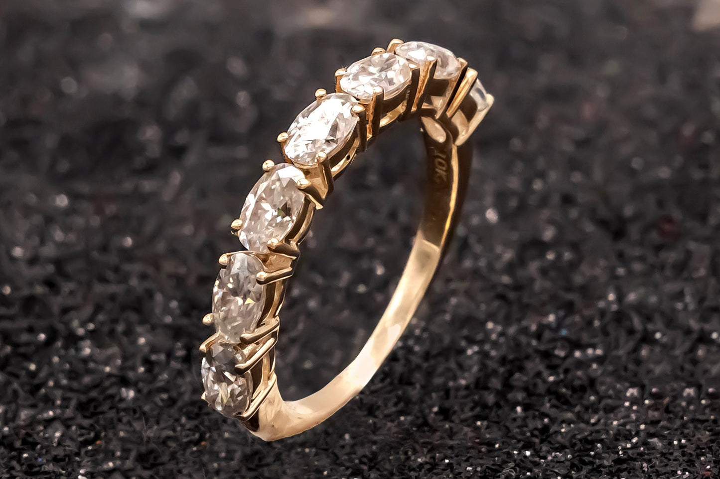 Half Eternity Lab Diamond Wedding Band, Oval Cut Ring, Pave Diamond Band, Stacking Engagement Band, Bridal Wedding Band, 7 Stone Ring