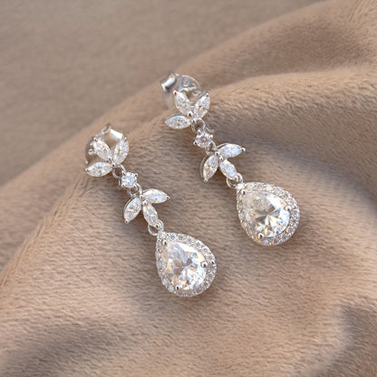 Teardrop Moissanite Earrings in 925 Sterling Silver, Drop and Dangle Earrings, Designer Statement Earrings for Women, Prefect Gift for Bride