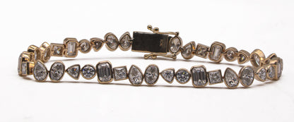 Mix Shape Lab Diamond Solid Gold Bracelet, Gold Diamond Jewelry for Women, Bezel Setting Bracelet, Elegant Tennis Bracelet, Birthday Gift